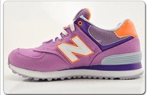 Красно-фиолетовые бледные кроссовки женские New Balance 574 на каждый день